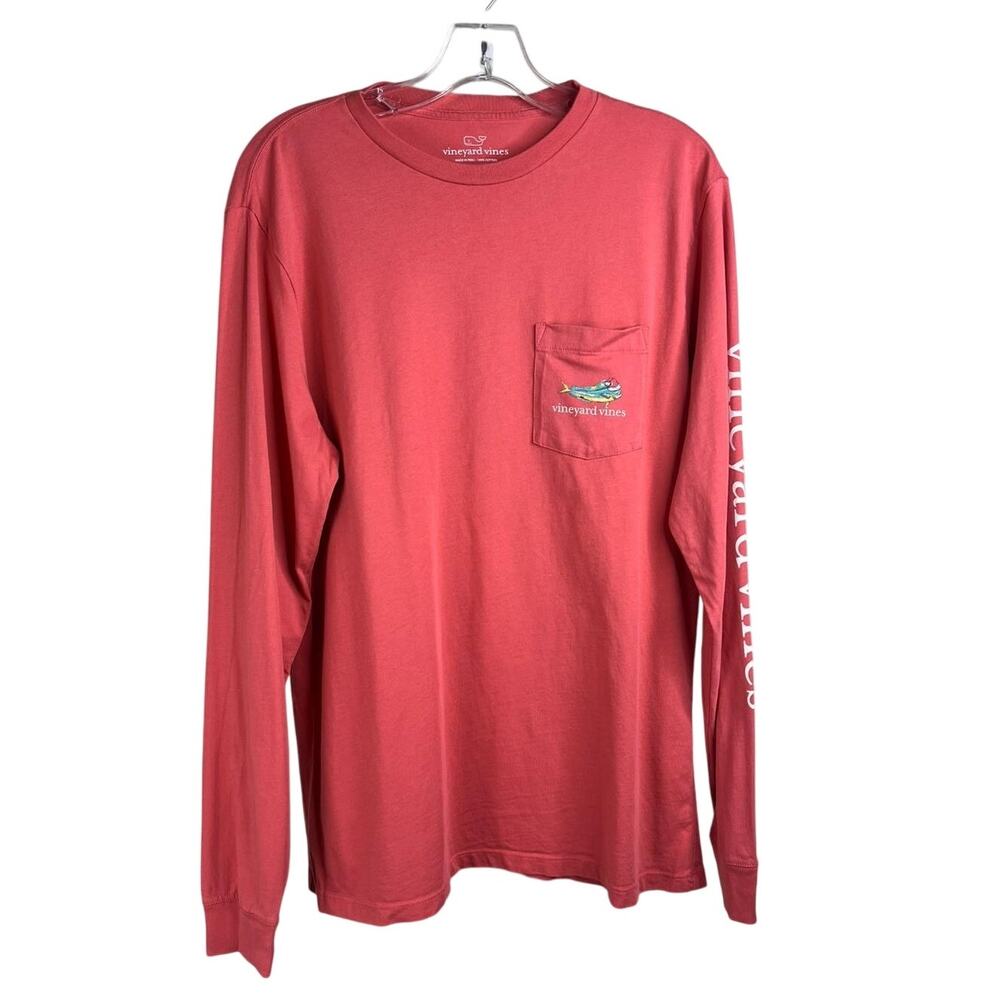 Vineyard‎ Vines T-Shirt Mens Size Medium Red Crewneck Long Sleeve Mahi Christmas